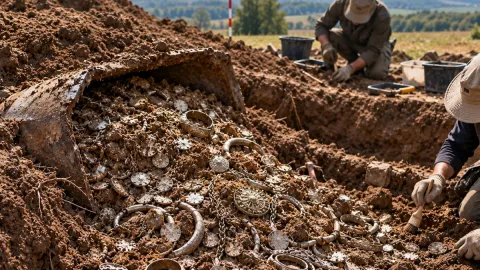Toprağın altında kilolarca hazine bulundu