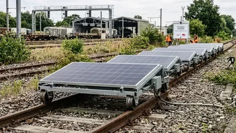 Tren raylarına güneş panelleri döşemeye başladılar