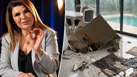 Ünlü astrolog Nuray Sayarı'nın lüks villasını sağanak fena vurdu! Tavan çöktü, havuz taştı