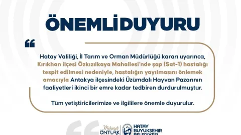 ÜZÜMDALI HAYVAN PAZARINA ŞAP TEDBİRİ