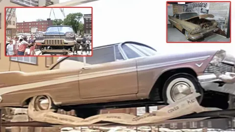 Yepyeni otomobili 50 yıl önce gömdüler, çıkarınca büyük şok yaşadılar