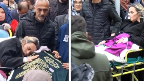 Yoğun bakımdan sedyeyle çıkan anne, 5 yaşındaki kızının tabutu başında gözyaşlarına boğuldu