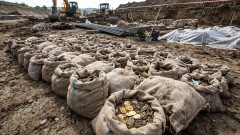Yol kazısında rekor: 47 futbol sahası büyüklüğünde alanda 22 bin torba altın bulundu