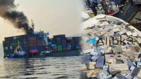 Yüzbinlerce siparişi taşıyan gemi battı: Kayıklarla paketleri yağmalıyorlar