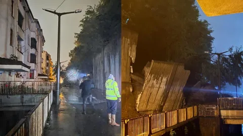 Zonguldak’ta istinat duvarı çöktü: 3 araç hasar gördü